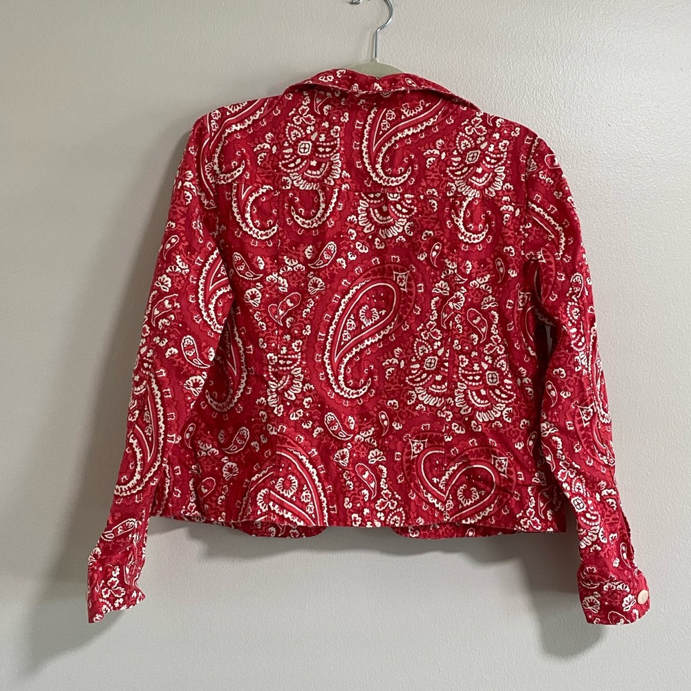 Coldwater Creek Red Paisley Lightweight Jacket Size Medium - Picture 4 of 4